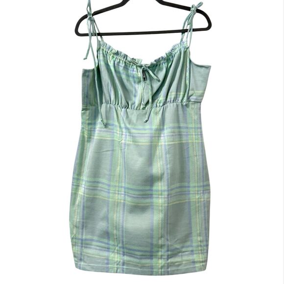 Rue21 Green Blue Plaid Dress Young Adult Plus Size 2X Women Summer Casual - Picture 1 of 5